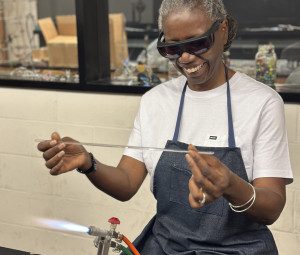 Camille Turner tries glassblowing